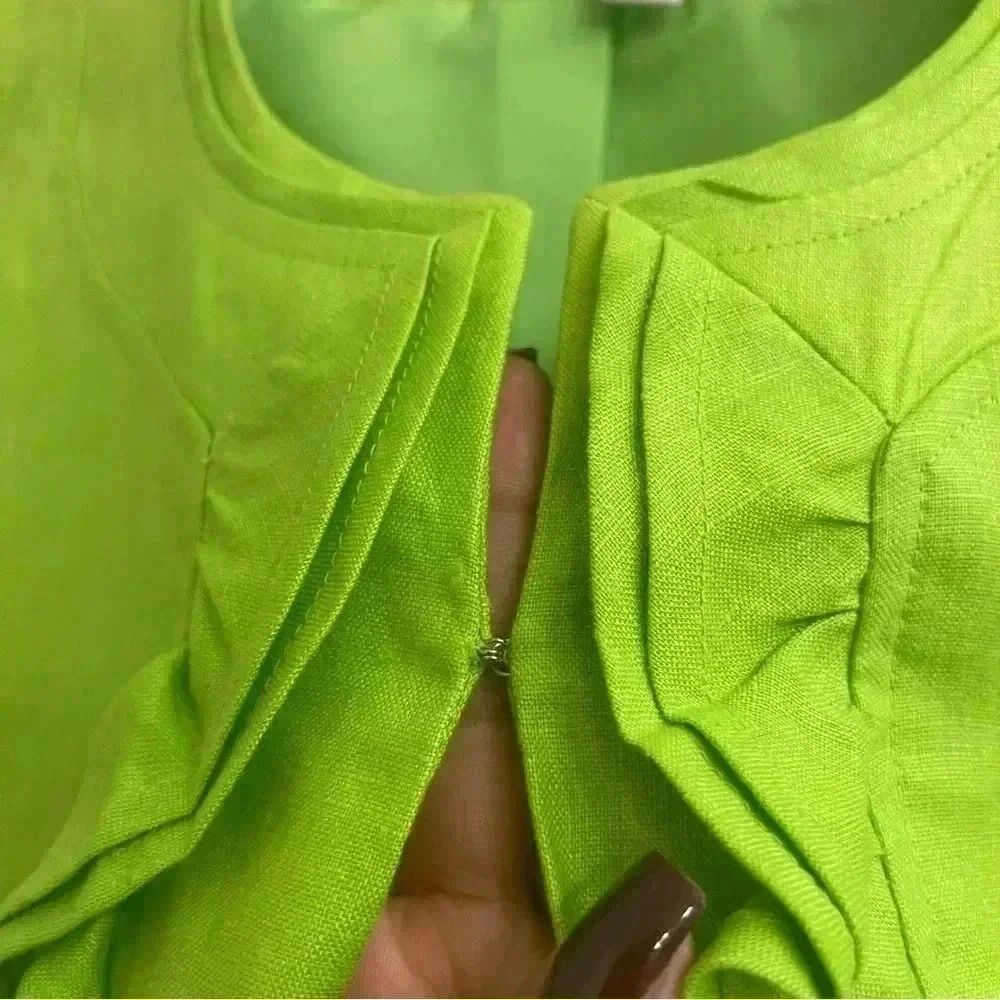 Green Ruffled 3/4 Sleeve Jacket by Kim Roger’s - Picture 6 of 9